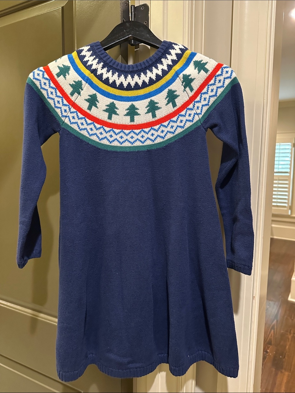 Hanna Andersson Navy Knit Dress with Multicolor